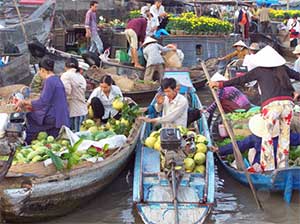 mercados flotates del mekong