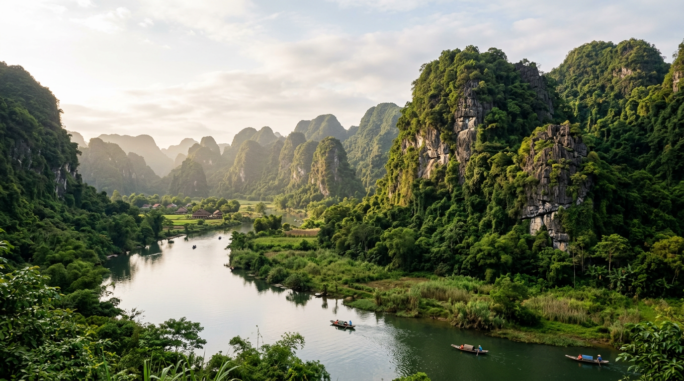 Paisaje kárstico de Phong Nha en una ruta por Vietnam