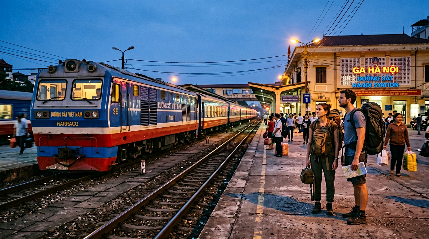 Tren nocturno o coche en Vietnam para llegar al norte del país